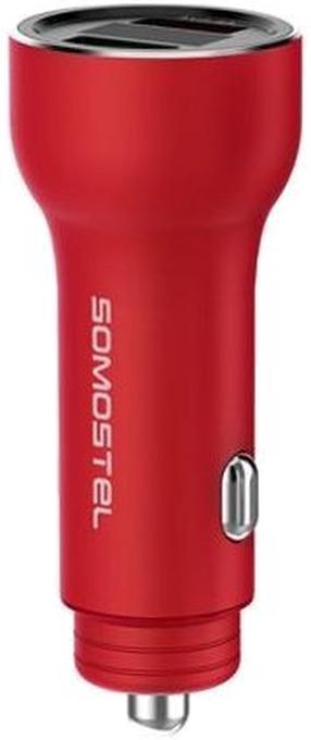 Auto laadija Somostel SMS-A89, 2 x USB, punane v., 30 W