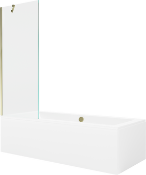 Vanna ar sieniņu, iebūvējams Mexen Cube, 180 cm x 80 cm x 39 cm, taisnstūris, zelta krās./balts krās.