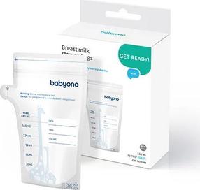 Maisiņi mātes piena uzglabāšanai BabyOno Get Ready 1084, 180 ml, 0 mēn., pet, caurspīdīga krās.