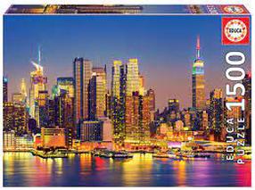 Pusle Educa Manhattan At Night 18466, 60 cm x 85 cm, 1500 tk, mitmevärviline