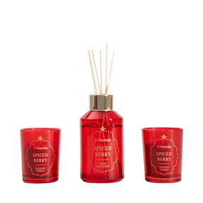 Rinkinys, namų kvapas ir žvakė Homla Fairytale Spiced Berry, 100 ml, 3 vnt. Raudona