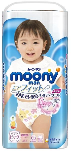 Подгузники-трусики Moony Girls Airfit, XL размер, 12 - 22 кг, 38 шт.