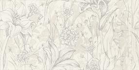 Плитка, керамическая Tubadzin Melia White flower 5900199256590, 30.8 см x 60.8 см, белый цв./серый цв.