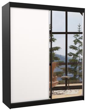 Skapis ADRK Viki 180, balta krās./melna krās., 58 cm x 180 cm x 215 cm, ar spoguli