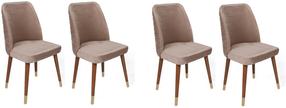 Krēslu komplekts Kalune Design Hugo 384 V4 974NMB1596, zelta krās./valriekstu krās./bēša krās., 49 cm x 50 cm x 90 cm, 4 gab.