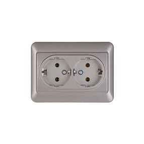 Dvivietis kištukinis lizdas Vilma SL250 111030202905, su įžeminimu, metalo sp.