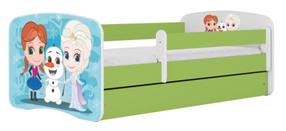 Vaikiška lova Kocot Kids Babydreams Frozen Land, žalia sp., 80 x 160 cm, su patalynės dėže, su čiužiniu