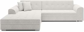 Kampinė sofa - lova Sorento, balta sp., kairinė, 194 x 296 cm x 78 cm
