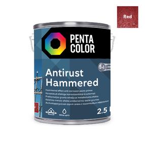 Emaliniai dažai, universalūs Pentacolor Anti Rust Hammered, blizgus, 2.5 l, raudona sp.