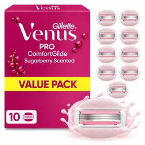 Keičiamos skustuvo galvutės Gillette Venus Pro Comfortglide Sugarberry, 10 vnt