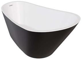 Ванна, свободно устанавливаемая Besco Melody Black&White Matt, 150 см x 80 см x 72 см, овальная, белый цв./черный цв.