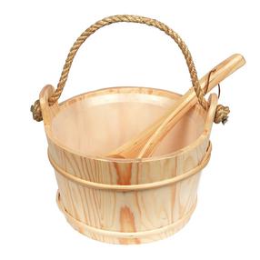 Кадка для бани с ковшом Flammifera, дерево, 5 л, 22 x 21 см, коричневый цв.