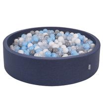 Baseinas su kamuoliukais KiddyMoon Round Ball Pit Round 300 Balls, 120 cm x 120 cm, 300 vnt, mėlyna sp./balta sp.