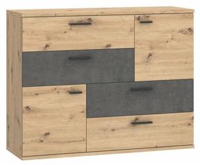 Komoda Forte Skive SKVK46-C752, medžio sp./smėlio sp./tamsiai pilka sp., 95.9 cm x 124.9 cm x 41.3 cm