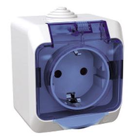 Kištukinis lizdas Schneider Electric Cedar Plus WDE000543, su įžeminimu, IP44, balta sp./skaidri sp.