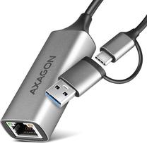 Adapteris Axagon ADE-TXCA USB C / USB A Vīrietis, RJ-45 Sieviete, 0.15 m, pelēka krās.