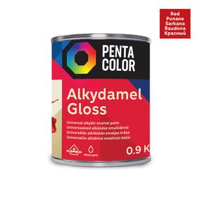 Emaljas krāsa, daudzveidīgs Pentacolor Alkydamel, spīdīga, 0.9 kg, sarkana krās.