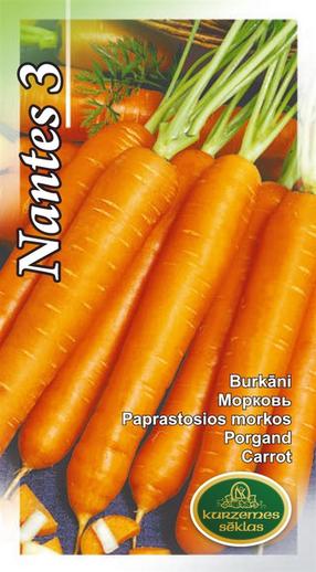 Семена Kurzemes sēklas, морковь Nantes 3, 3 г