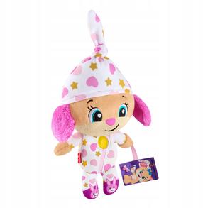 Интерактивная игрушка, собака Mattel Fisher Price Laugh & Learn Cuddle N Snuggle Sis, 28 см, белый цв./розовый цв.