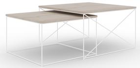Kohvilaudade komplekt ADRK Licco 2in1, valge v./pruunikas v., 65 - 75 cm, 2 tk