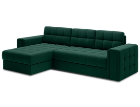Kampinė sofa - lova Blenvi Lukso 35, tamsiai žalia sp., kairinė, 150 x 260 cm x 82 cm
