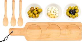 Serveerimiskomplekt Kinvara Bumy, 39 cm x 10 cm, valge v./pruunikas v., puit/portselan