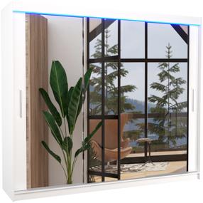 Spinta ADRK Chester LED, balta sp., 250 cm x 58 cm x 215 cm, su veidrodžiu