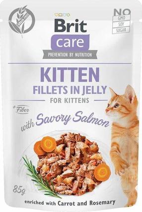 Šlapias kačių maistas Brit Fillets in Jelly Savory Salmon, vištiena/lašiša, 0.085 kg