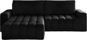 Kampinė sofa Bonett Mat Velvet 99, juoda sp., kairinė, 175 x 250 cm x 92 cm