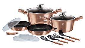 Puodų ir keptuvių rinkinys, su priedais Berlinger Haus Rose Gold BH-7058