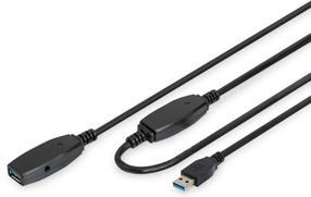 Kabelis Digitus USB male - USB female DA-73107 USB male, USB female, 20 m, melna krās.