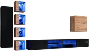Sekcija ASM Switch XXVI, ąžuolo sp./juoda sp., 320 cm x 40 cm x 150 cm, 8 vnt.