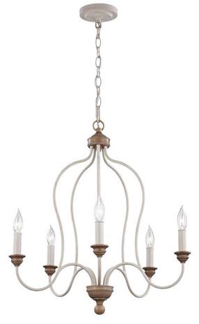 Sietynas kabinamas Elstead Lighting Hartsville 5, E14, 5 x 40 W, medienos sp. / balta sp.