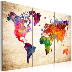 Reprodukcija Artgeist The World'S Map In Watercolor N6259-DK, 90 cm x 60 cm