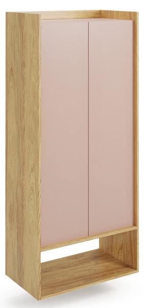Skapis Mobius 2D, ozola krās./rozā krās., 78 cm x 41 cm x 179 cm