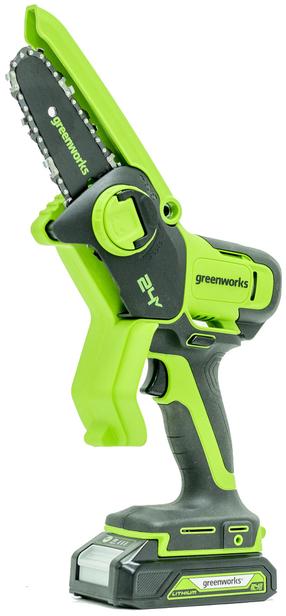 Akumulatora atzarošanas zāģis Greenworks G24MCS10K2, 10 cm