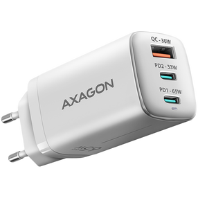 Adapteris Axagon ACU-DPQ65W, USB/2 x USB Type C, balta sp., 65 W