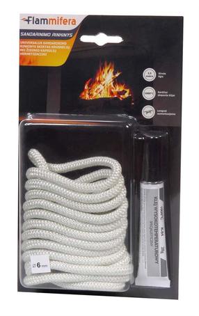 Blīvēšanas komplekts Flammifera, 250 cm, 0.6 cm, tekstilmateriāls, balta krās./melna krās.