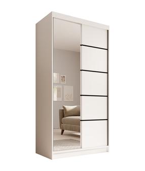 Riidekapp ADRK Laurencja, valge v., 100 cm x 58 cm x 200 cm, peegliga