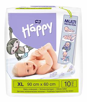 Одноразовый пеленальный коврик Happy, 90 см x 60 см, 10 шт.