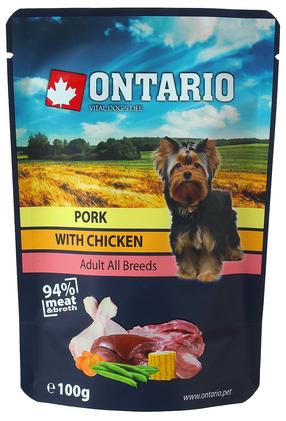 Šlapias šunų maistas Ontario Pork with Chicken in Broth, vištiena, 0.100 kg