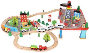 Rotaļu vilciens Kruzzel Wooden Train XL14069, daudzkrāsaina