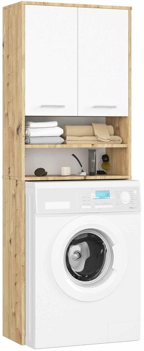 Spintelė virš skalbimo mašinos Akord Fin 2D, balta/artisan oak, 30.2 cm x 64.2 cm x 179.6 cm