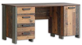 Kirjutuslaud koos kapiga Forte Clif Roller CLFB221-C546, 155 cm x 60 cm, 74 cm, tumehall v./tumepruun v.