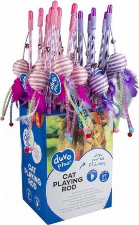 Žaislas ant pagaliuko katėms Duvo+ 12059, įvairių spalvų, 15 cm