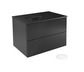 Vonios spintelė su praustuvu Besco Akya Classic, juoda sp., 52.5 cm x 76 cm x 50.7 cm