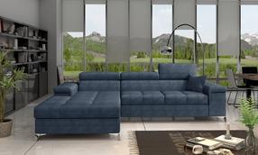 Kampinė sofa Ricardo Omega 86, mėlyna sp., kairinė, 205 x 280 cm x 90 cm