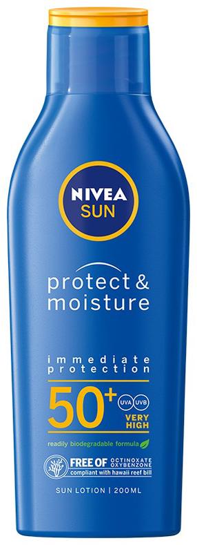 Losjonas įdegio priežiūrai kūnui Nivea Sun Protect & Moisture SPF50+, 200 ml