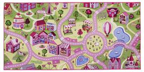 Kilimas Sweet town, įvairių spalvų/rožinė, 200 cm x 95 cm