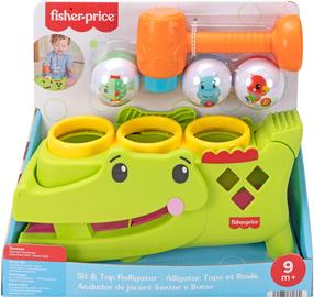Spēle, ar āmuru Fisher Price Sit & Tap Rolligator, zaļa krās.